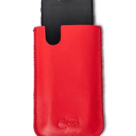 Husa telefon universala, din piele rosie