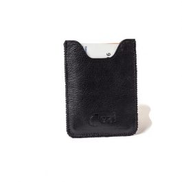 Port-card din piele, negru