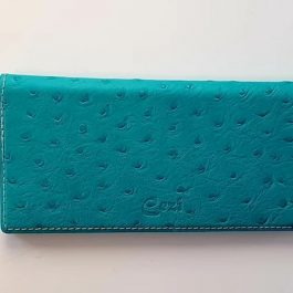Portofel AFRICA , Piele de Strut, Turcoaz